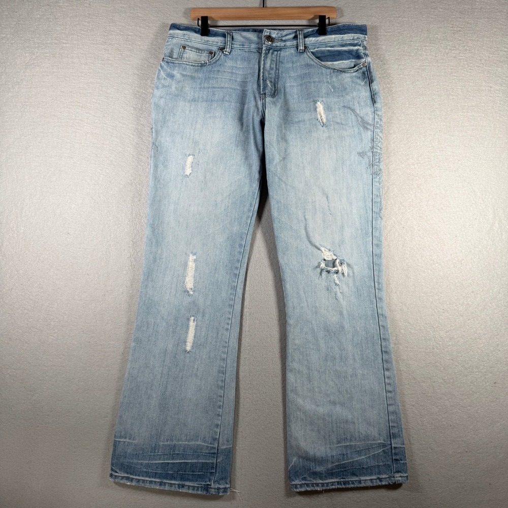 Vintage Guess‎ Jeans Mens 36 Light Wash Distressed Relaxed Bootcut Blue Denim